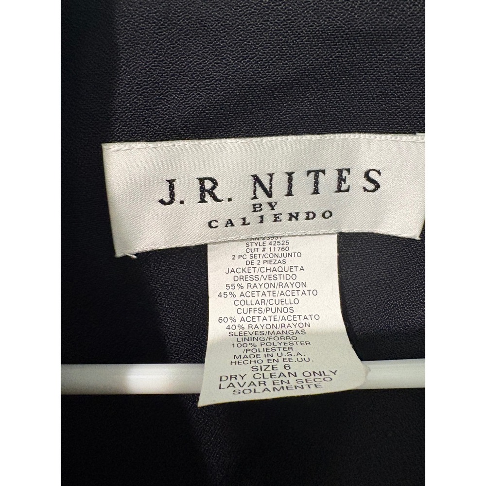 J.R. Nites by Caliendo Black Evening Jacket Sheer Sleeves Jewel Button Size 6